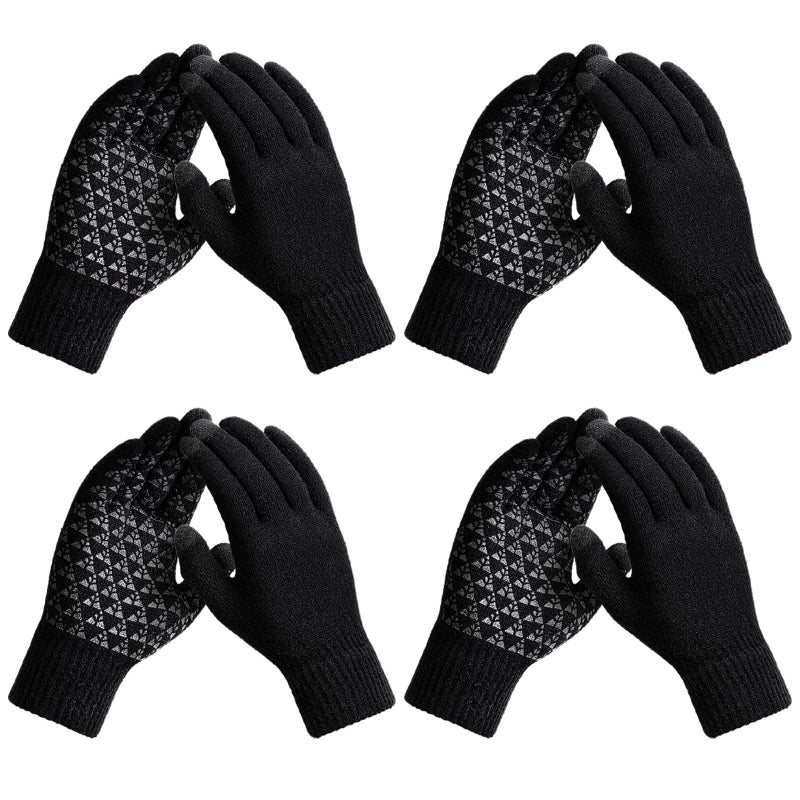 TOBEHIGHER Winter Gloves - 4 Packs Gloves for Men Women Cold Weather, Mens Gloves Black Gloves Men Heated Anti-Slip Touch Screen - Image 1