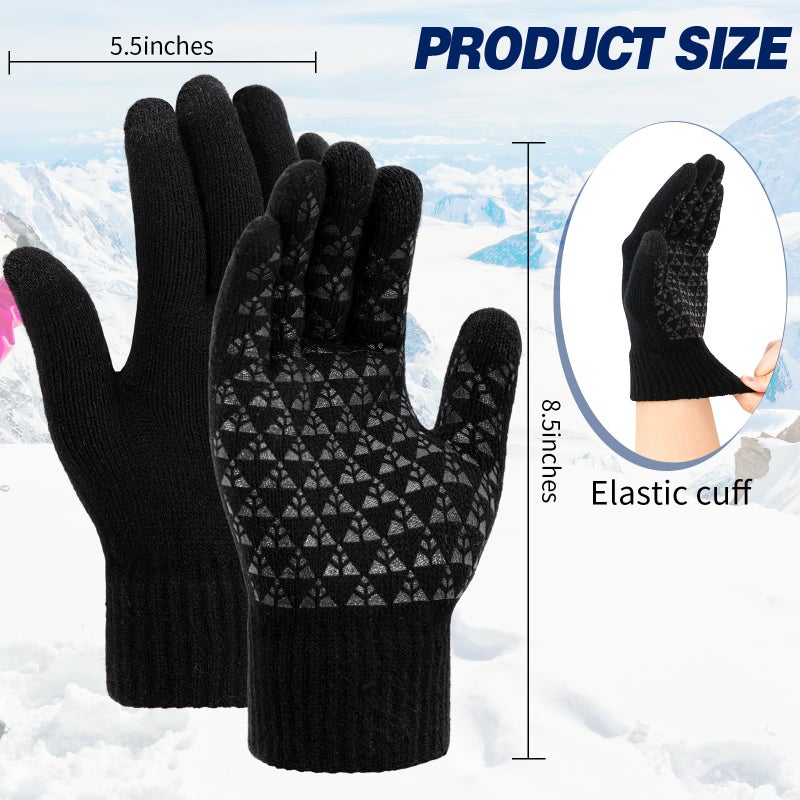TOBEHIGHER Winter Gloves - 4 Packs Gloves for Men Women Cold Weather, Mens Gloves Black Gloves Men Heated Anti-Slip Touch Screen - Image 3