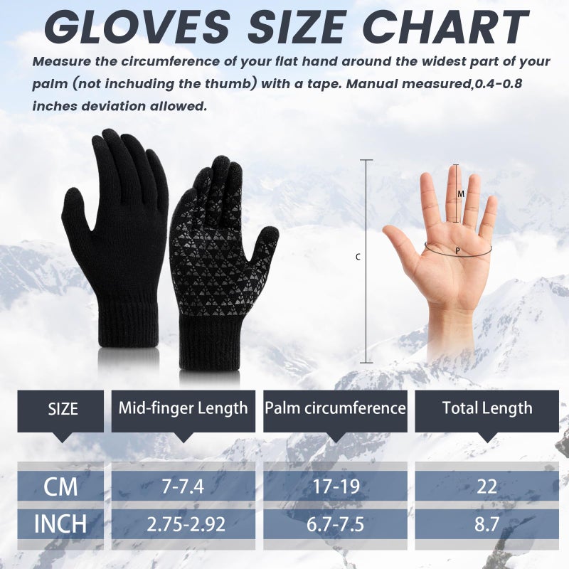 TOBEHIGHER Winter Gloves - 4 Packs Gloves for Men Women Cold Weather, Mens Gloves Black Gloves Men Heated Anti-Slip Touch Screen - Image 4