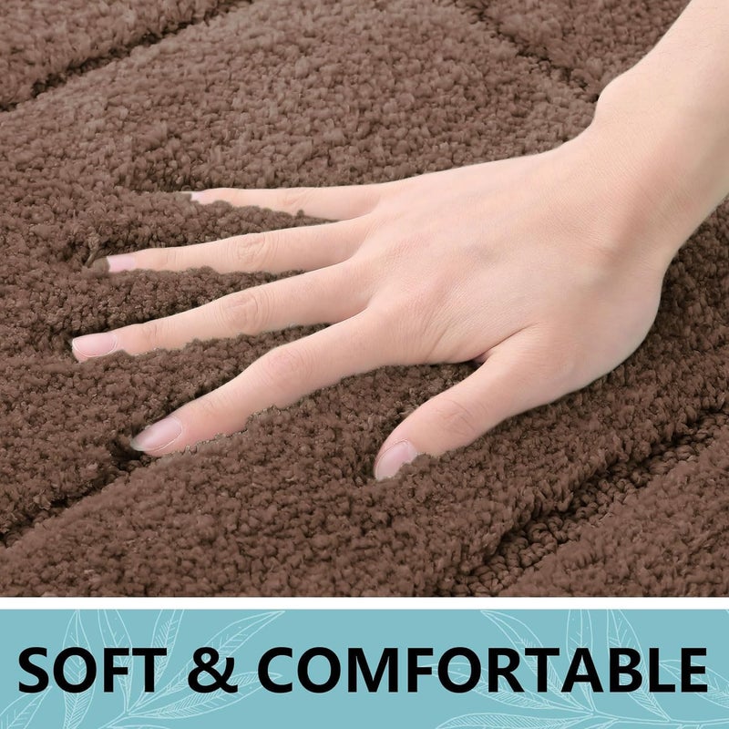 Buganda Bathroom Rugs  59"" x 24""  Soft and Absorbent Microfiber Bath Rugs  Non-Slip Shaggy Bath Carpet  Machine Wash Dry Bath Mats for Bathroom Floor  Tub and Shower  Brown - Image 1