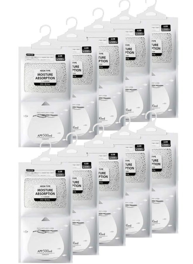 spa luxetique Moisture Absorber and Odor Eliminator Hanging Bags to Rid Damp in Closet, Safe, Cars, Wardrobes, Basement, Gym Bag| Humidity Bags for Closet and wardrobes - Pack of 10 (500ml each)  - Image 1
