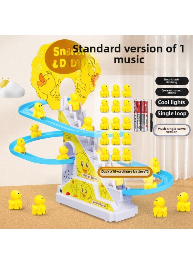 Internet-famous Little Duck Climbing The Stairs On The Track Car Baby One Year Old Slide 4 Electric 2 Children Boy Toy-Colour:[15 Ducks] Cute Ducks Climbing Stairs [battery Version] 1 Sound Effect  - Image 1