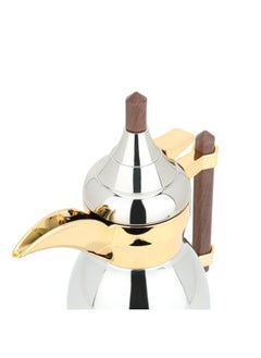 Alsaif Gallery Dallah Shahd Silver With Dark Wooden Handle Golden Mouth 0.6L  - Image 3