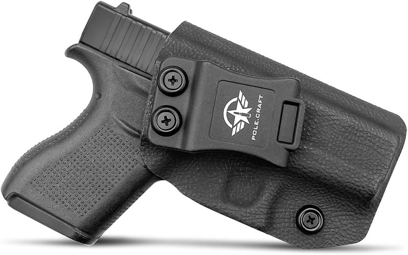POLE.CRAFT IWB Kydex Holster Custom Fits: Glock 43 / Glock 43X - Inside Waistband Carry Holster - Adj. Cant Retention - Cover Mag-Button - No Wear - No Jitter - Image 1
