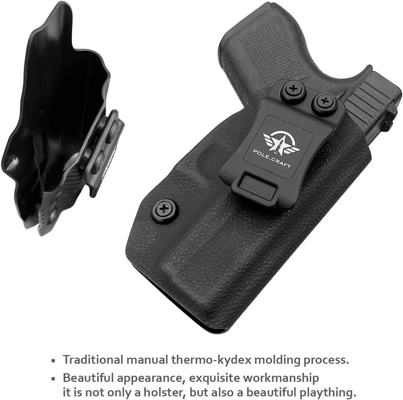 POLE.CRAFT IWB Kydex Holster Custom Fits: Glock 43 / Glock 43X - Inside Waistband Carry Holster - Adj. Cant Retention - Cover Mag-Button - No Wear - No Jitter - Image 5