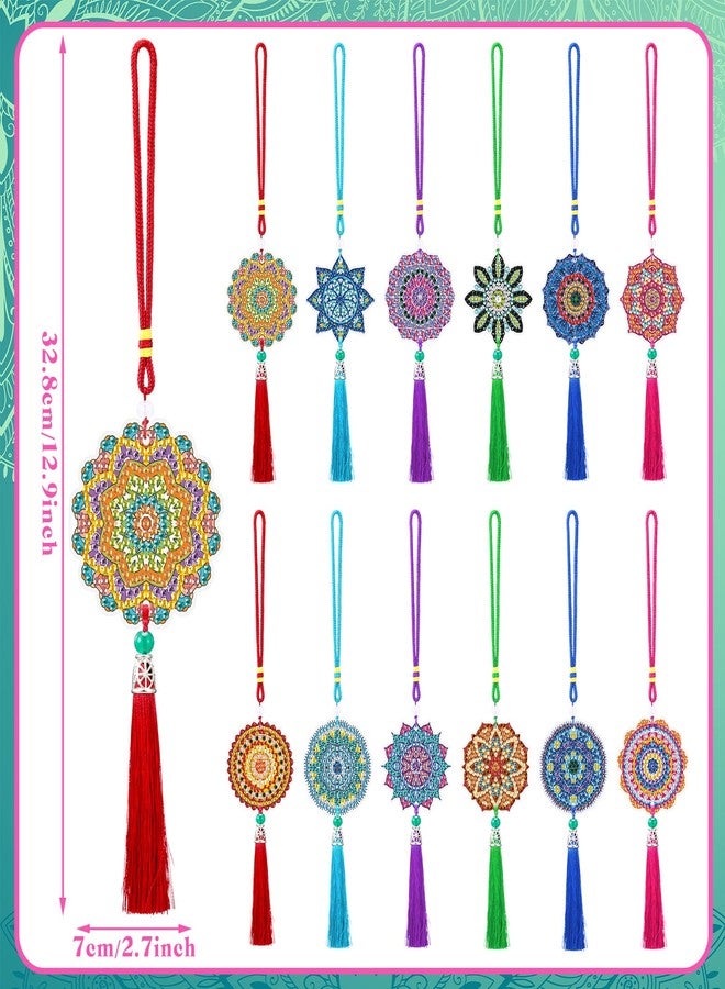 JenPen 12 Pcs Diamond Painting Car Ornaments Diamond Art Ornament for Car Double Sided Painting Hanging Ornament Crystal Gem Garden Decoration Paint DIY Kit(Mandala) - Image 3