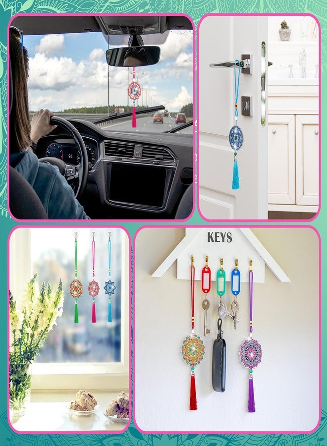 JenPen 12 Pcs Diamond Painting Car Ornaments Diamond Art Ornament for Car Double Sided Painting Hanging Ornament Crystal Gem Garden Decoration Paint DIY Kit(Mandala) - Image 5