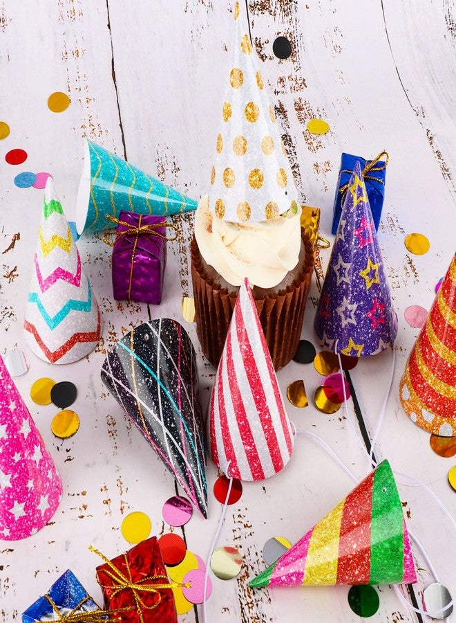 Hxezoc 10 Pcs Glitter Mini Birthday Party Hats Multicolor Paper Cone Hats for Kids Girls Pets Stuffed Animals Birthday Holiday Decoration Supplies - Image 4