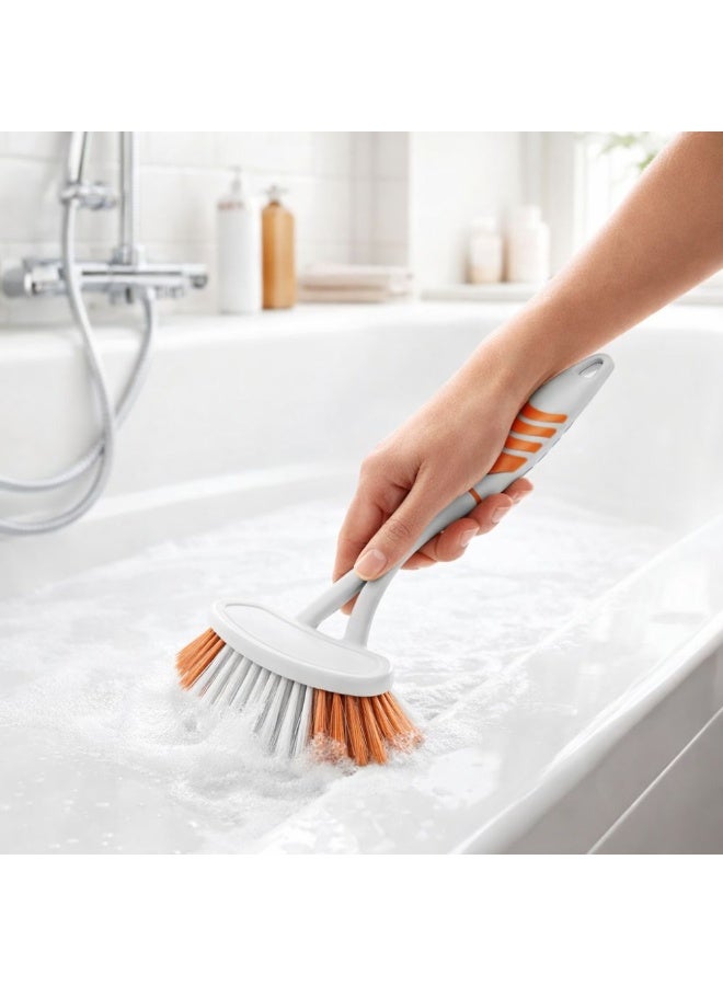 Titiz Plastik فرشاة تنظيف الأحواض والمغاسل بمقبض مريح وشعيرات ناعمة متينة لتنظيف الحمامات والمطابخ - 27.7 سم، لون برتقالي - Image 2
