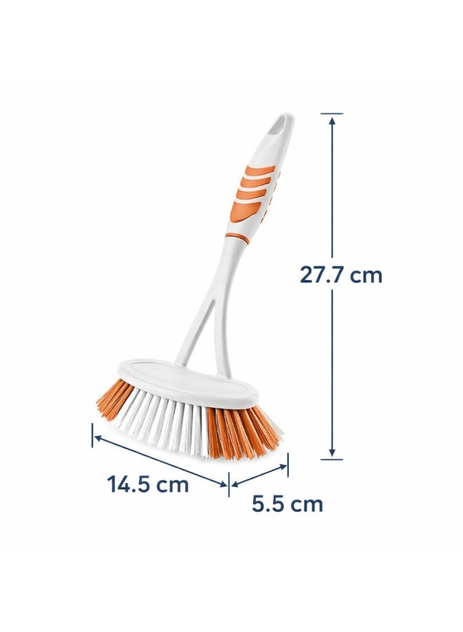 Titiz Plastik فرشاة تنظيف الأحواض والمغاسل بمقبض مريح وشعيرات ناعمة متينة لتنظيف الحمامات والمطابخ - 27.7 سم، لون برتقالي - Image 4