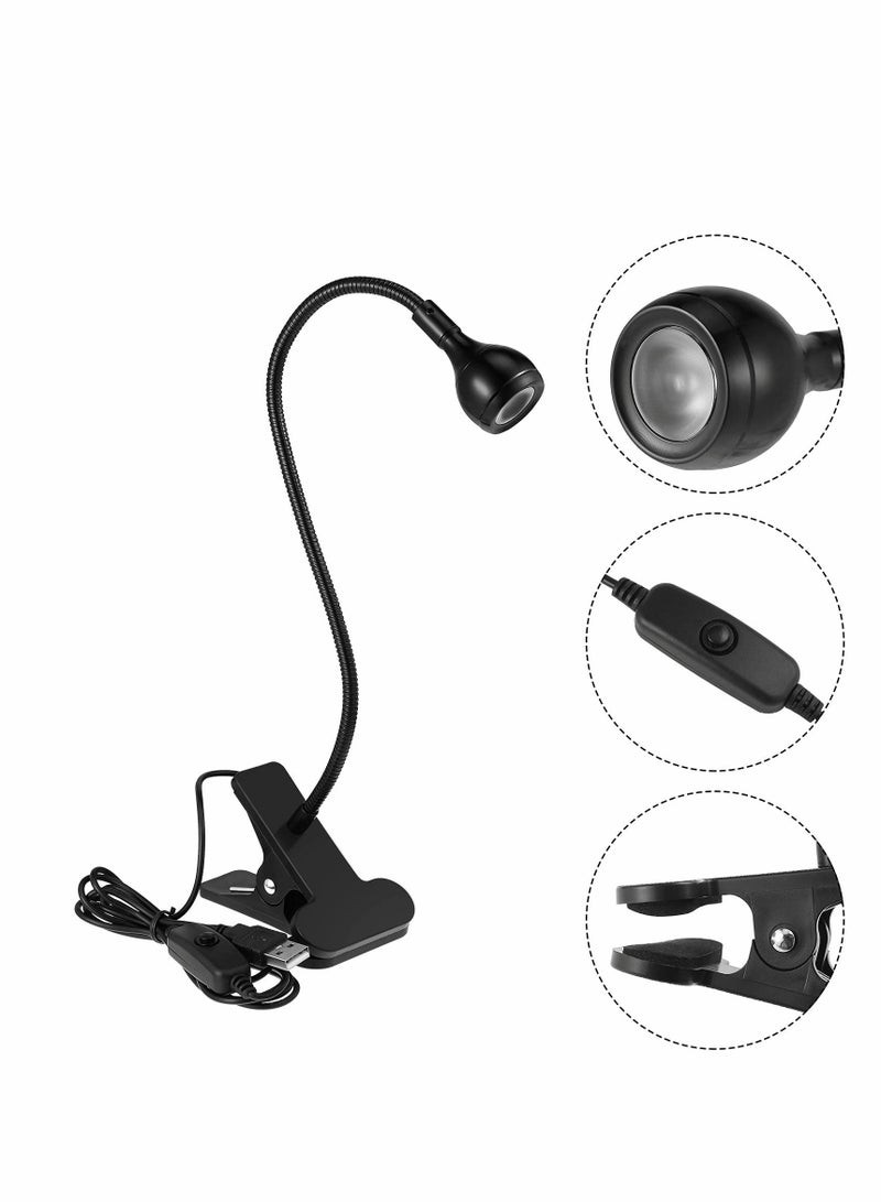Excefore LED UV Glue Curing Lamp Light, Big Chip 395nm UV LED Light Fixtures with Gooseneck and Clamp Mini Desk Light Clamp Portable Gooseneck for Outdoor Stall Gel Nail Curing, 5V USB Input-Black - Image 4
