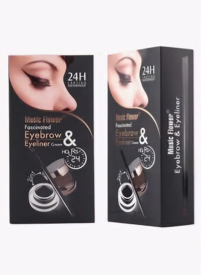 Generic Music Flower 2 in 1 Eyeliner & Eyebrow Makeup Kit Black/Brown  - Image 2