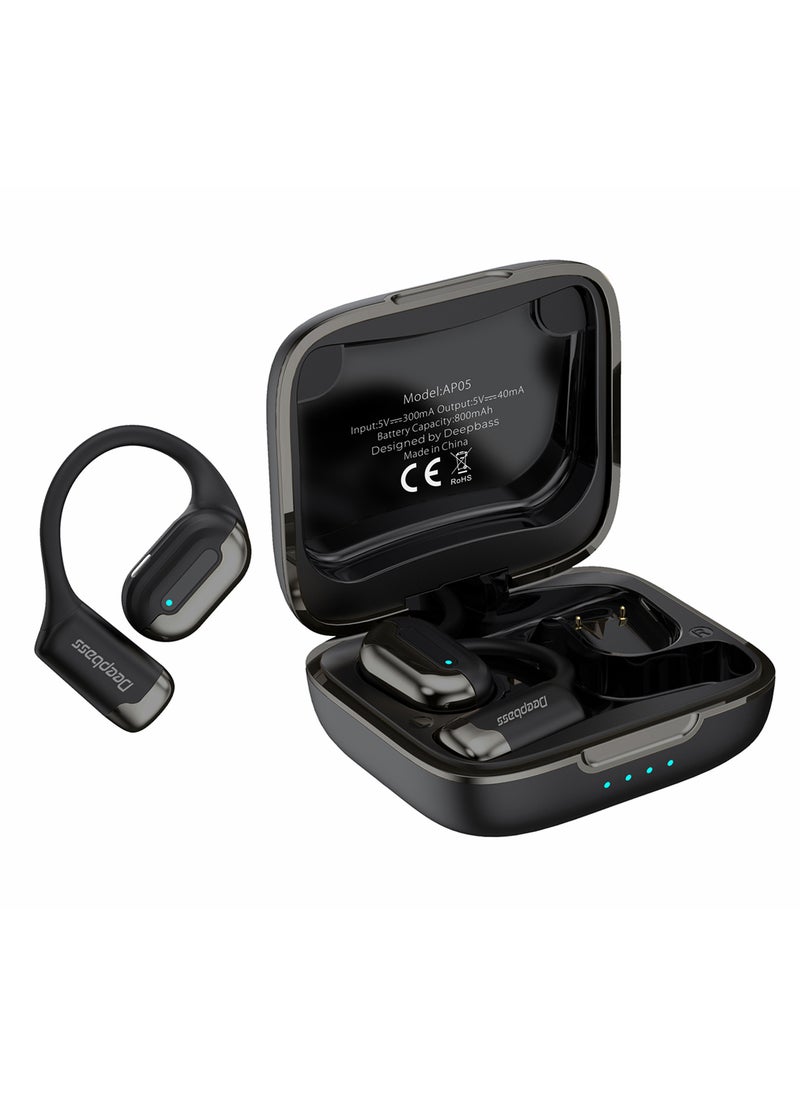 Deepbass AP05 Open-Air Wireless Headphones with Stereo Sound and Super Bass - Black  - Image 3