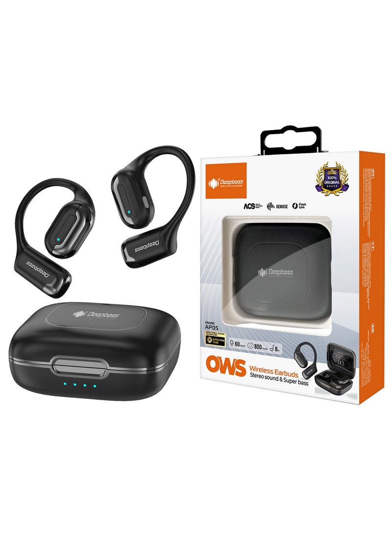 Deepbass AP05 Open-Air Wireless Headphones with Stereo Sound and Super Bass - Black  - Image 2