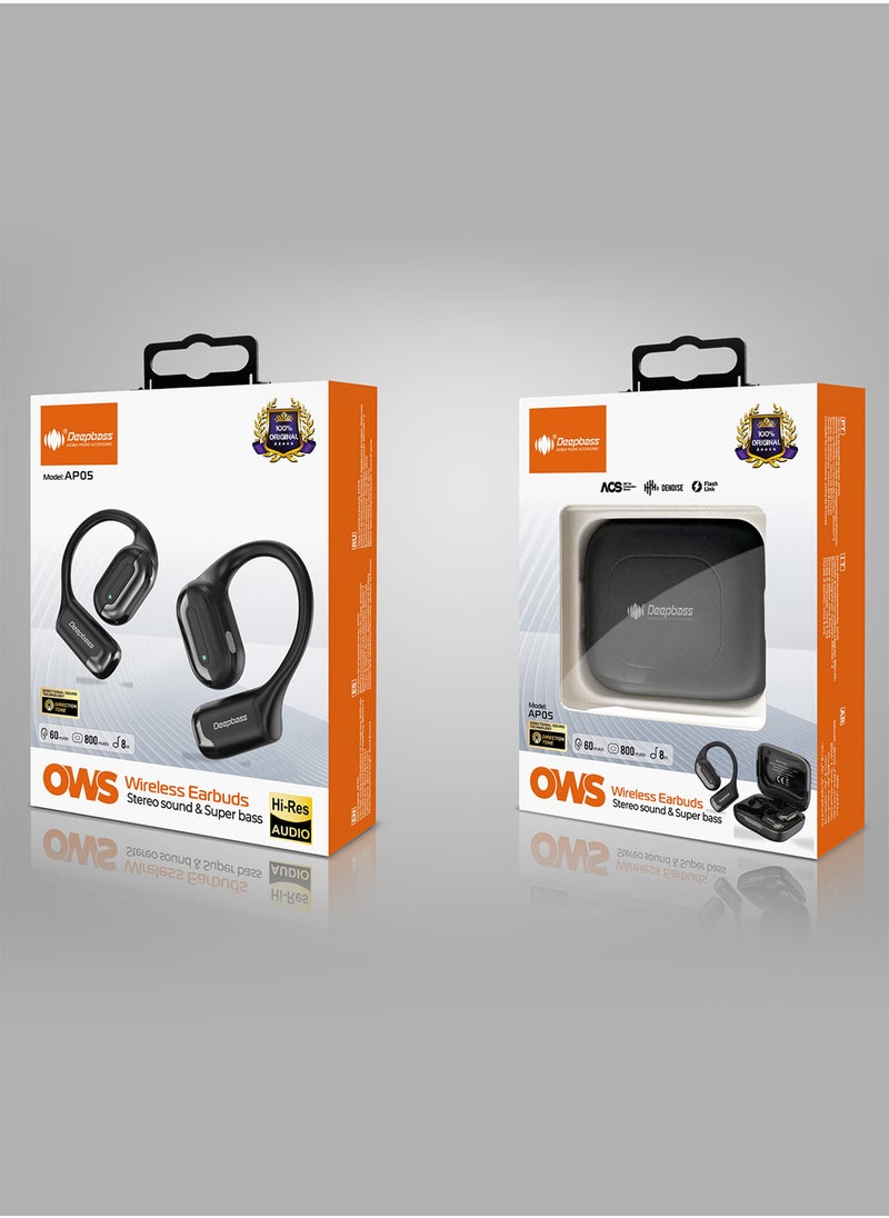 Deepbass AP05 Open-Air Wireless Headphones with Stereo Sound and Super Bass - Black  - Image 4