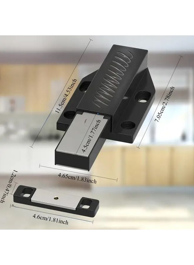 Black 4 Pack Magnetic Push to Open Door Catches with Metal Strips - Image 4