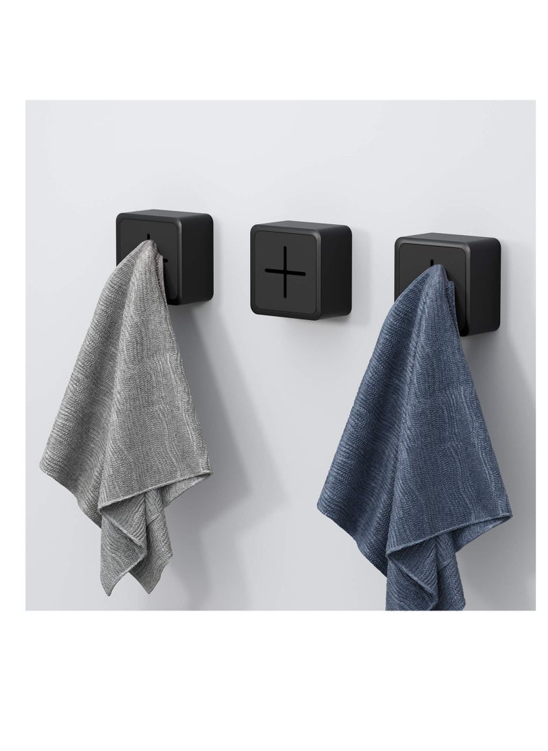 SYOSI Kitchen Towel Hooks, 3 Pack Self Adhesive Towel Holders, Wall Dish Towel Hook, Drill Free Self Adhesive Push Hooks Firmly Hook, Wall Mounted Hand Towel Hook, for Bathroom Home Kitchen RV Camper  - Image 1