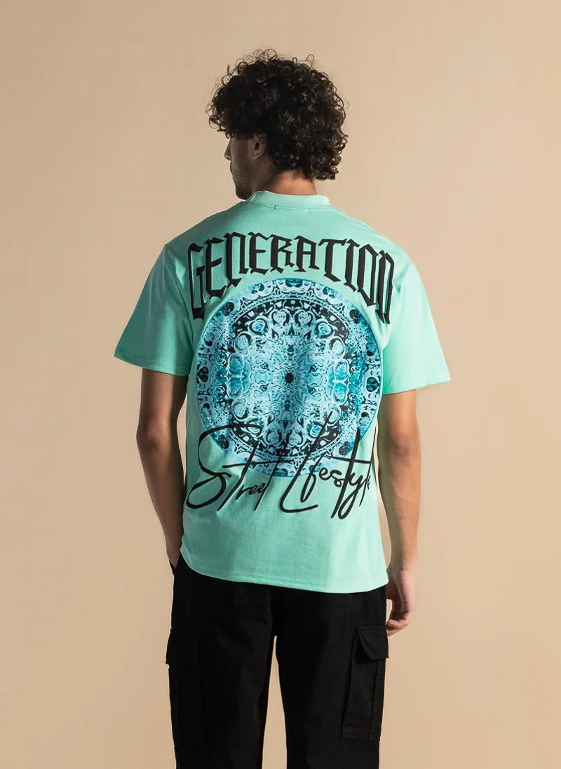 SHAPES CONTRAST PRINTED COTTON T-SHIRT