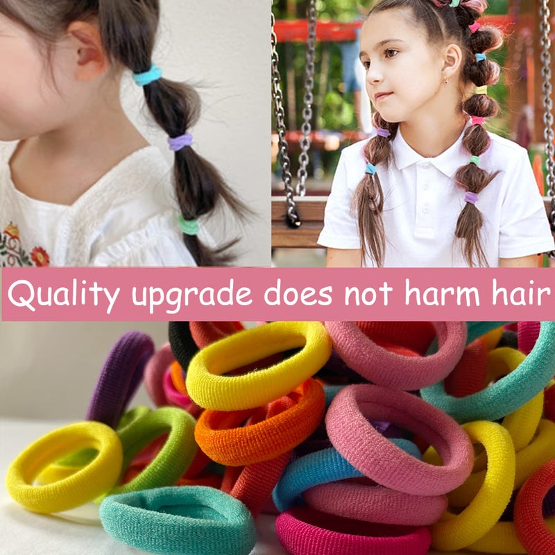 Omszte,100 Pcs Baby Hair Ties, Seamless Cotton Toddler Hair Ties for Girls and Kids, Multicolor Small Soft Hair Elastics Ponytail Holders(10Colors) - Image 3