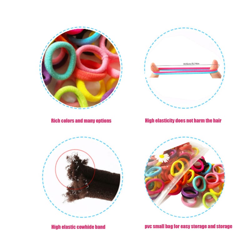 Omszte,100 Pcs Baby Hair Ties, Seamless Cotton Toddler Hair Ties for Girls and Kids, Multicolor Small Soft Hair Elastics Ponytail Holders(10Colors) - Image 4