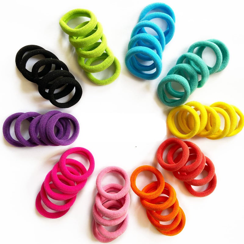 Omszte,100 Pcs Baby Hair Ties, Seamless Cotton Toddler Hair Ties for Girls and Kids, Multicolor Small Soft Hair Elastics Ponytail Holders(10Colors) - Image 2
