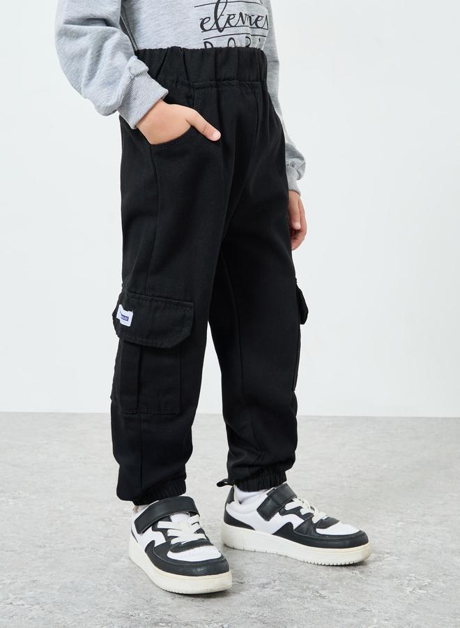 Boys Cotton Elastic Hem Cargo Joggers - Image 2