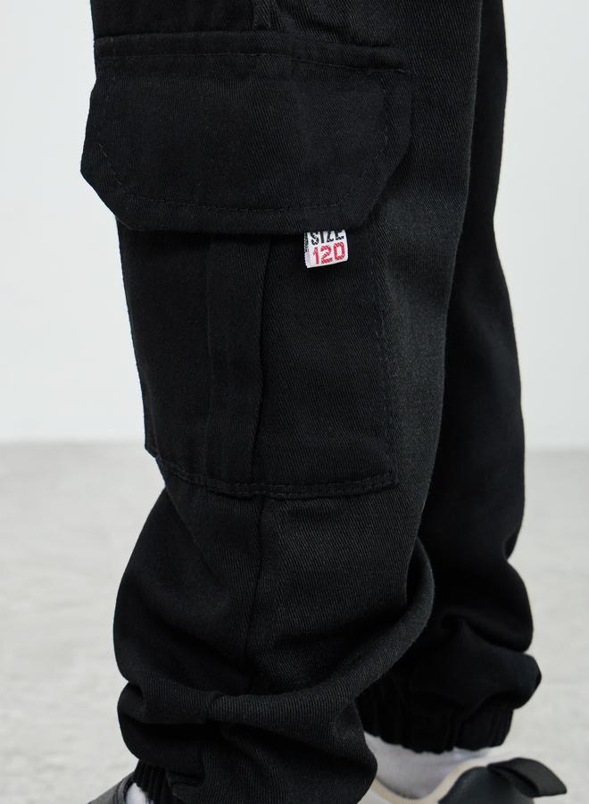 Boys Cotton Elastic Hem Cargo Joggers - Image 4