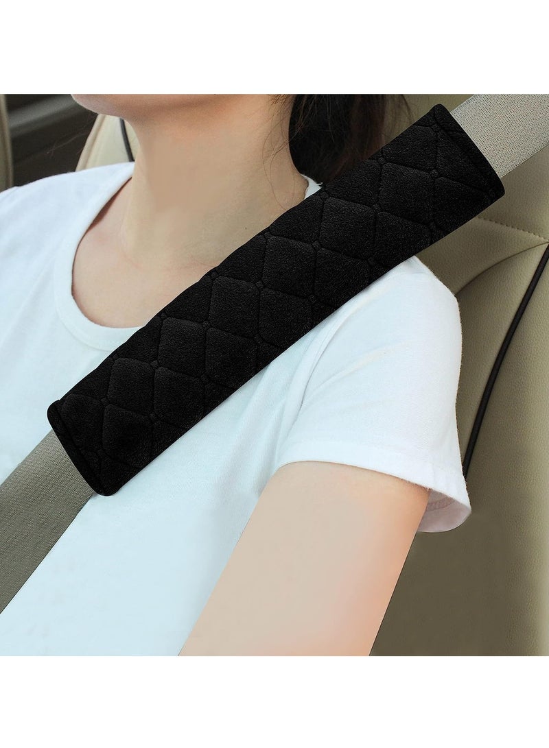 Generic Soft Auto Seat Belt Cover Seatbelt Shoulder Pad for a More Comfortable Driving Compatible with All Cars and Backpack, 2 Pcs (velvet black) - Image 2