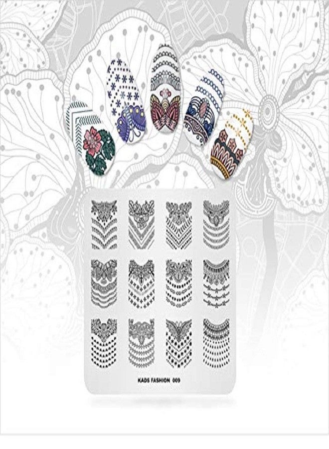 Rolabling 4 Pcs Nail Art Stamping Plate Set Flower French Design Image Template Nail Art Polish Stamping Image Plates for Manicure DIY Print(011) - Image 3