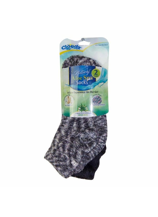 Clöudz - Black Natural Aloe Vera Spa Socks - (2 Pairs/Assorted Solid & Patterned) - Image 1