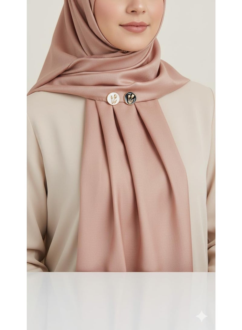 دبابيس حجاب مغناطيسية متعددة الأغراض للنساء - قطعتان - مشبك وشاح آمن بدون ثقب للقماش - مغناطيس قوي للملابس (أبيض/أسود) - Image 2