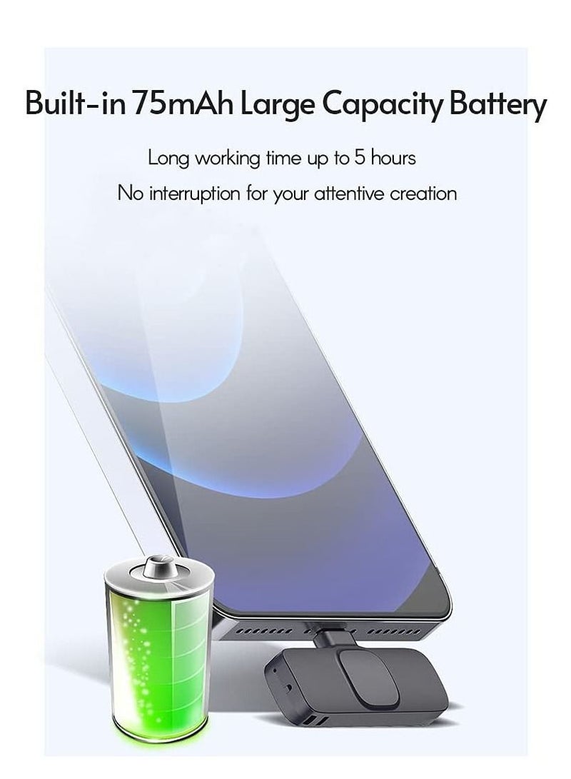 Mini Wireless Clip-on Lavalier Microphone Omnidirectional Mic 2 Transmitter 1 Receiver with Wind Muff Type-C Port Replacement for Android Smartphone Live Stream Interview Video Conference - Image 3