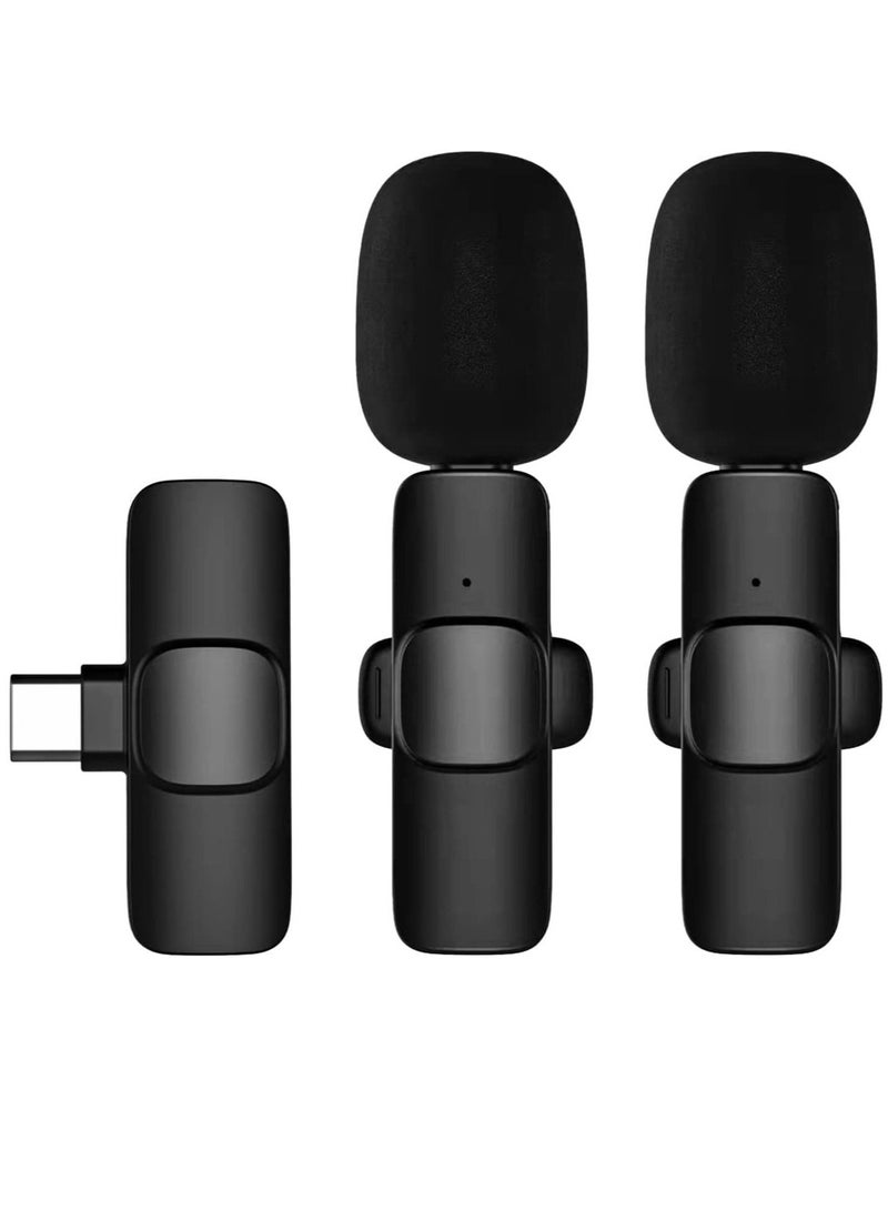 Mini Wireless Clip-on Lavalier Microphone Omnidirectional Mic 2 Transmitter 1 Receiver with Wind Muff Type-C Port Replacement for Android Smartphone Live Stream Interview Video Conference - Image 5