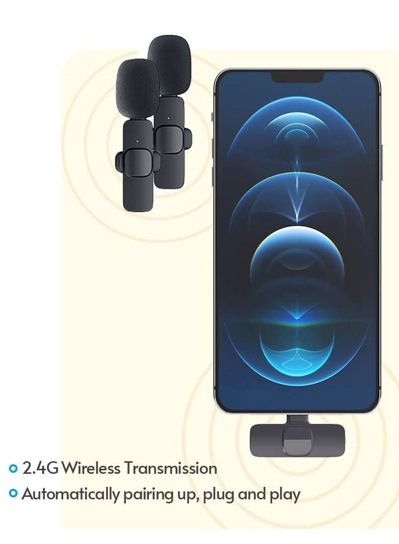 Mini Wireless Clip-on Lavalier Microphone Omnidirectional Mic 2 Transmitter 1 Receiver with Wind Muff Type-C Port Replacement for Android Smartphone Live Stream Interview Video Conference - Image 2
