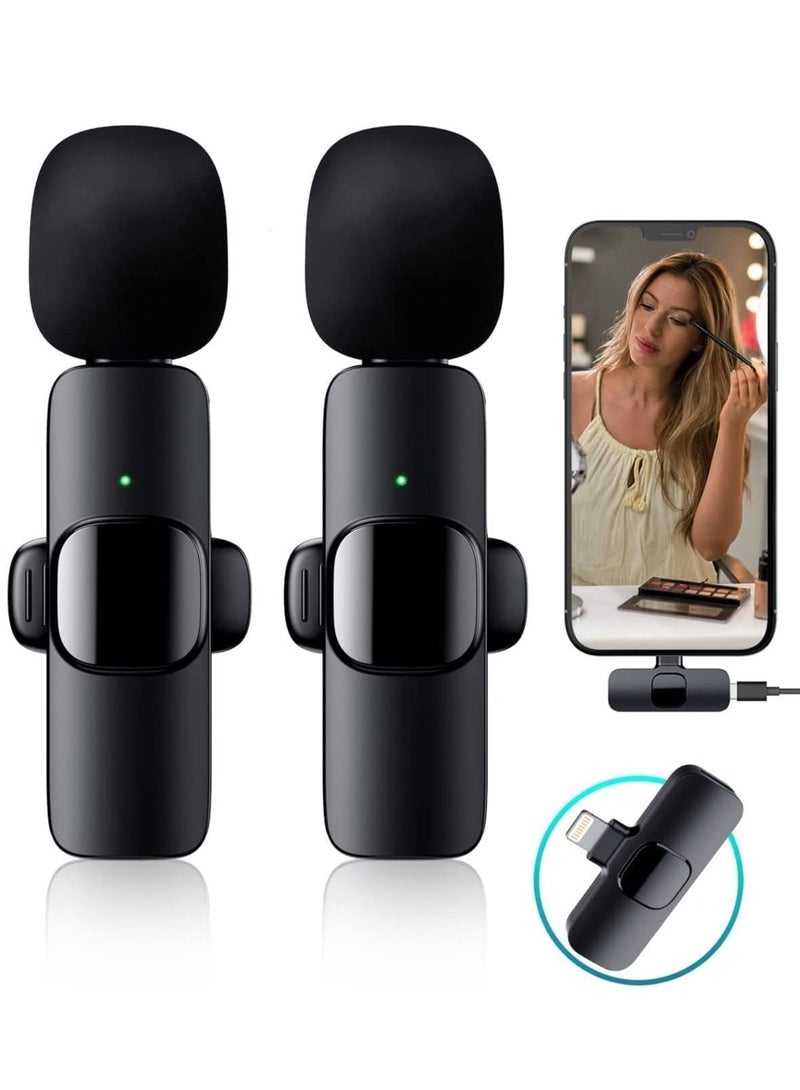 Mini Wireless Clip-on Lavalier Microphone Omnidirectional Mic 2 Transmitter 1 Receiver with Wind Muff Type-C Port Replacement for Android Smartphone Live Stream Interview Video Conference - Image 1