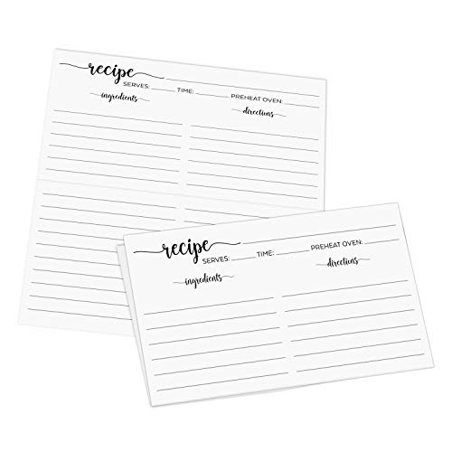 321Done Folding Recipe Cards - Set of 50, 6x5 folds to 3x5, Large Double-sided Rustic White Recipe Cards, Script Design for Bridal Shower & Wedding Gift, Made in USA - Image 1