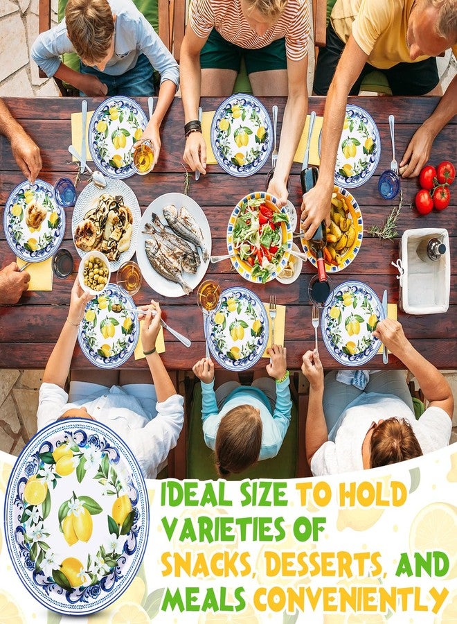 Potchen 100 Pack Capri Lemon Paper Plates Set 7 in Blue Tiles Yellow Disposable Plates Lemon Birthday Party Supplies Favor, Serve 100 Guest - Image 4