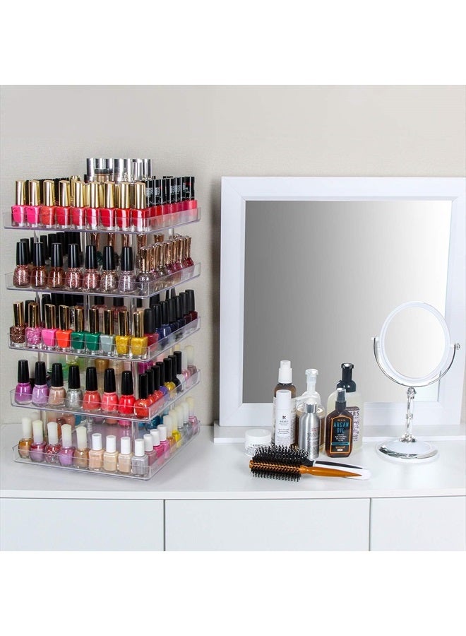J JACKCUBE DESIGN JACKCUBE DESIGN 5 Tier Clear Nail Polish 360 Rotating Display Rack Organizer Stand Makeup Cosmetics Storage Box Carousel Shelf with Acrylic Guard(5tier) – :MK387-5 - Image 5