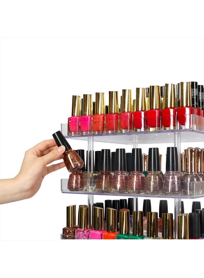 J JACKCUBE DESIGN JACKCUBE DESIGN 5 Tier Clear Nail Polish 360 Rotating Display Rack Organizer Stand Makeup Cosmetics Storage Box Carousel Shelf with Acrylic Guard(5tier) – :MK387-5 - Image 3