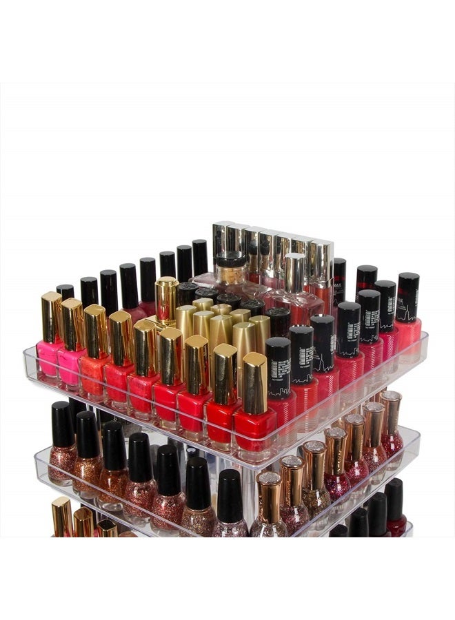 J JACKCUBE DESIGN JACKCUBE DESIGN 5 Tier Clear Nail Polish 360 Rotating Display Rack Organizer Stand Makeup Cosmetics Storage Box Carousel Shelf with Acrylic Guard(5tier) – :MK387-5 - Image 2