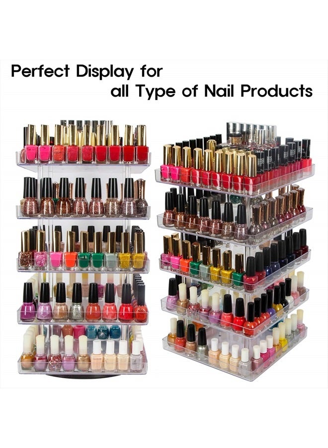 J JACKCUBE DESIGN JACKCUBE DESIGN 5 Tier Clear Nail Polish 360 Rotating Display Rack Organizer Stand Makeup Cosmetics Storage Box Carousel Shelf with Acrylic Guard(5tier) – :MK387-5 - Image 4