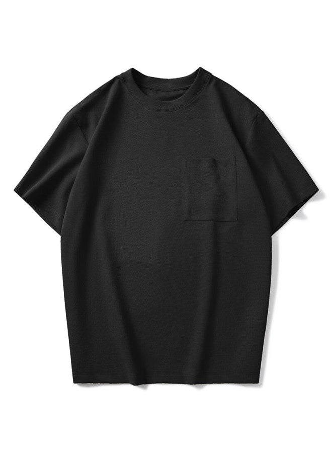 Markless Lai Sai'er Breathable T-shirt For Men, Summer New Style Soft T-shirt, Loose Round Neck Casual Short Sleeve, 5644 Black L - Image 4