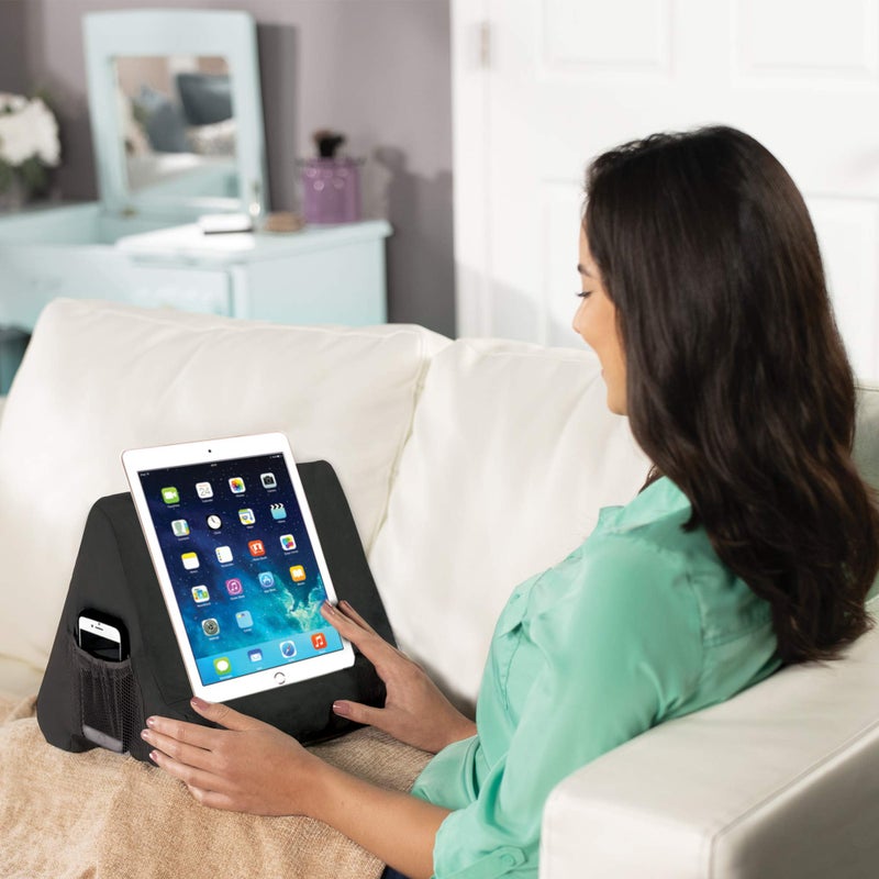 Ontel Pillow Pad Ultra Multi-Angle Soft Tablet Stand, Gray - Comfortable Angled Viewing for iPad, Tablets, Kindle, Smartphones, Books, Magazines, and More - Image 4