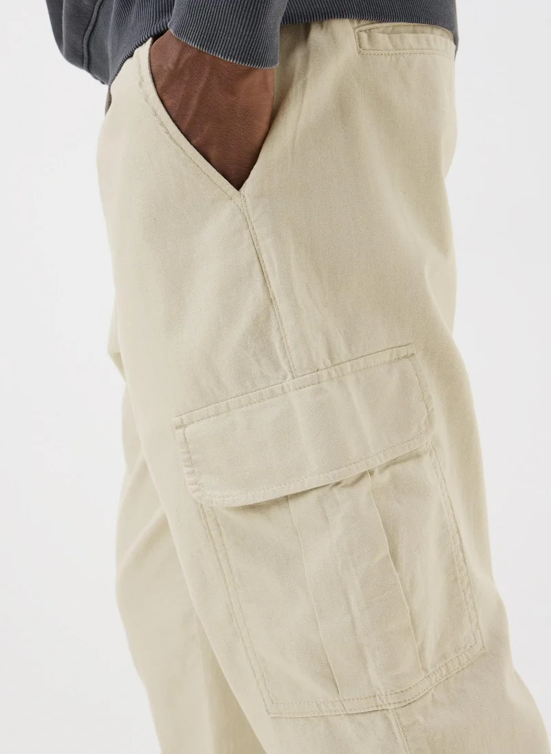 Matalan Bone Linen Cargo Trousers