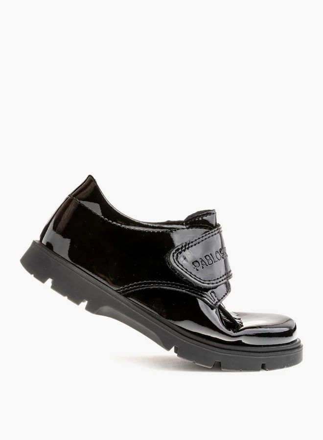 Pablosky Girls' Solid School Shoes with Hook and Loop Closure - 360419