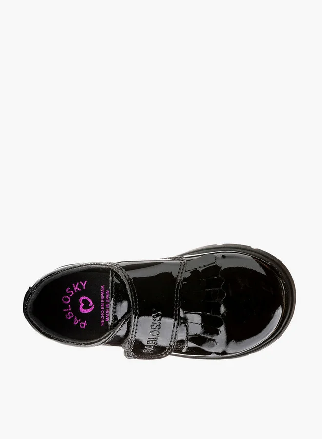 Pablosky Girls' Solid School Shoes with Hook and Loop Closure - 360419