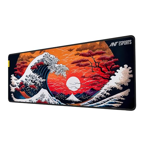 Ant Esports Cherry Storm Unique Design Gaming Mouse Pad Extended Mouse Mat for Mouse Keyboard with Stitched Edges Waterproof Non-Slip Base Mousepads for Office Home Shop Gaming EXTRA LARGE_ Cheery Red - Image 1