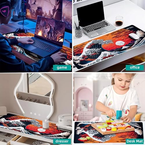 Ant Esports Cherry Storm Unique Design Gaming Mouse Pad Extended Mouse Mat for Mouse Keyboard with Stitched Edges Waterproof Non-Slip Base Mousepads for Office Home Shop Gaming EXTRA LARGE_ Cheery Red - Image 3