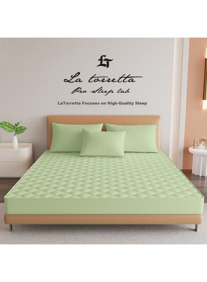 La Torretta Single Bed Mattress Protector With 60 Tencel Quilted Layers, Waterproof Tpu Cover, Urine-proof Bedspread, Fully Enclosed, 150*200cm, Gree - Image 1