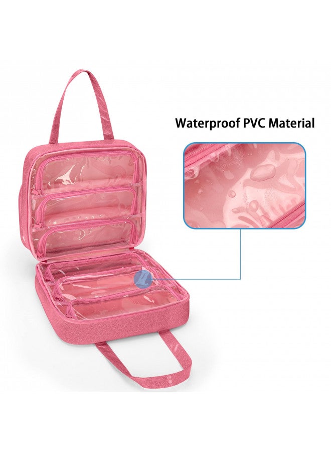 LoDrid LoDrid Doll Tote Carrying Case Compatible with LOL Surprise Dolls All, Hanging Organizer Storage Bag with 6 Clear Window Pockets for Girls, Bag Only, Pink,(Patent Design) - Image 1